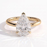 Pear lab-grown diamond solitaire engagement ring in 18K (750) yellow gold, front view 
