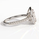 Pear lab-grown diamond halo engagement ring in 950 platinum, detail view 