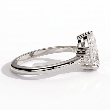 Pear lab-grown diamond halo engagement ring in 950 platinum, detail view 