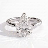 Pear lab-grown diamond solitaire engagement ring in 950 platinum, front view 