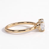Elongated Cushion lab-grown diamond east-west solitaire engagement ring in 14K (585) yellow gold, detail view 