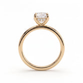 Elongated Cushion lab-grown diamond solitaire engagement ring in 14K (585) yellow gold, side profile 