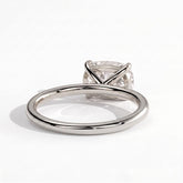 Elongated Cushion lab-grown diamond east-west solitaire engagement ring in 14K (585) white gold, on white background 