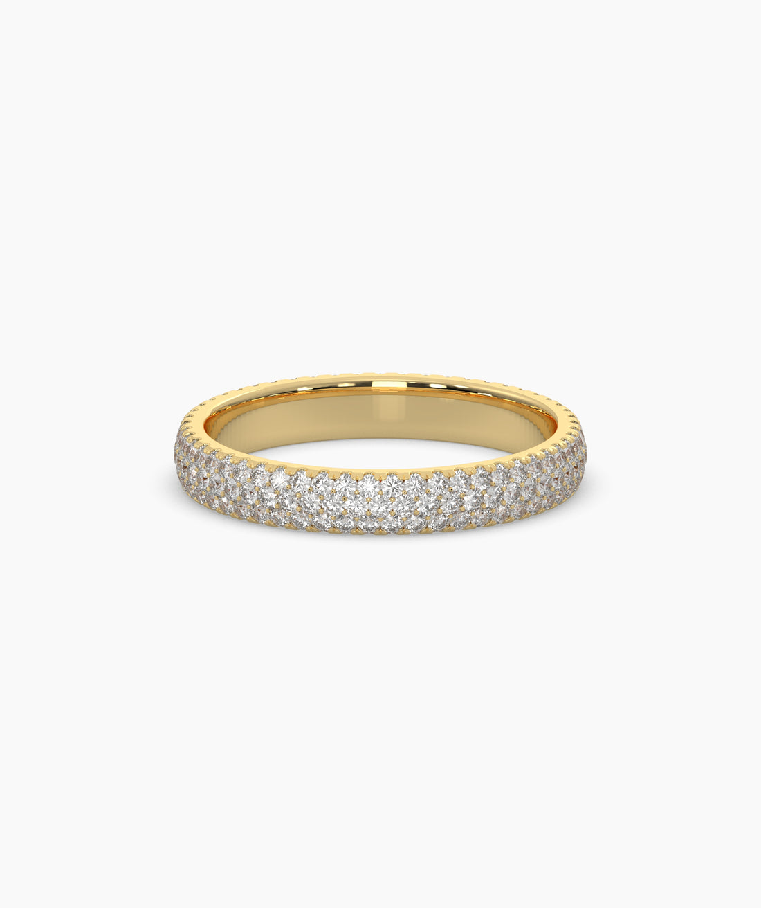 Celine round lab-grown diamond pavé eternity ring in 585 yellow gold, front view 