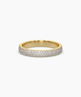 Celine round lab-grown diamond pavé eternity ring in 585 yellow gold, front view 