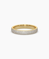 Celine round lab-grown diamond pavé eternity ring in 750 yellow gold, front view 