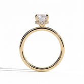 Elongated Cushion lab-grown diamond solitaire engagement ring in 18K (750) yellow gold, side profile 