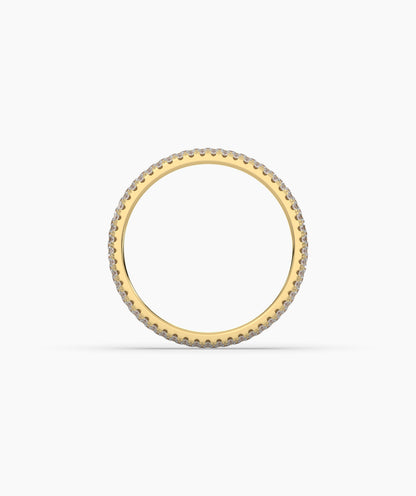Celine round lab-grown diamond pavé eternity ring in 585 yellow gold, top view 