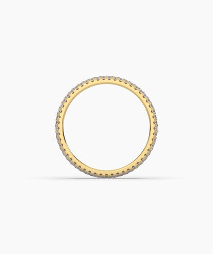 Celine round lab-grown diamond pavé eternity ring in 750 yellow gold, top view 