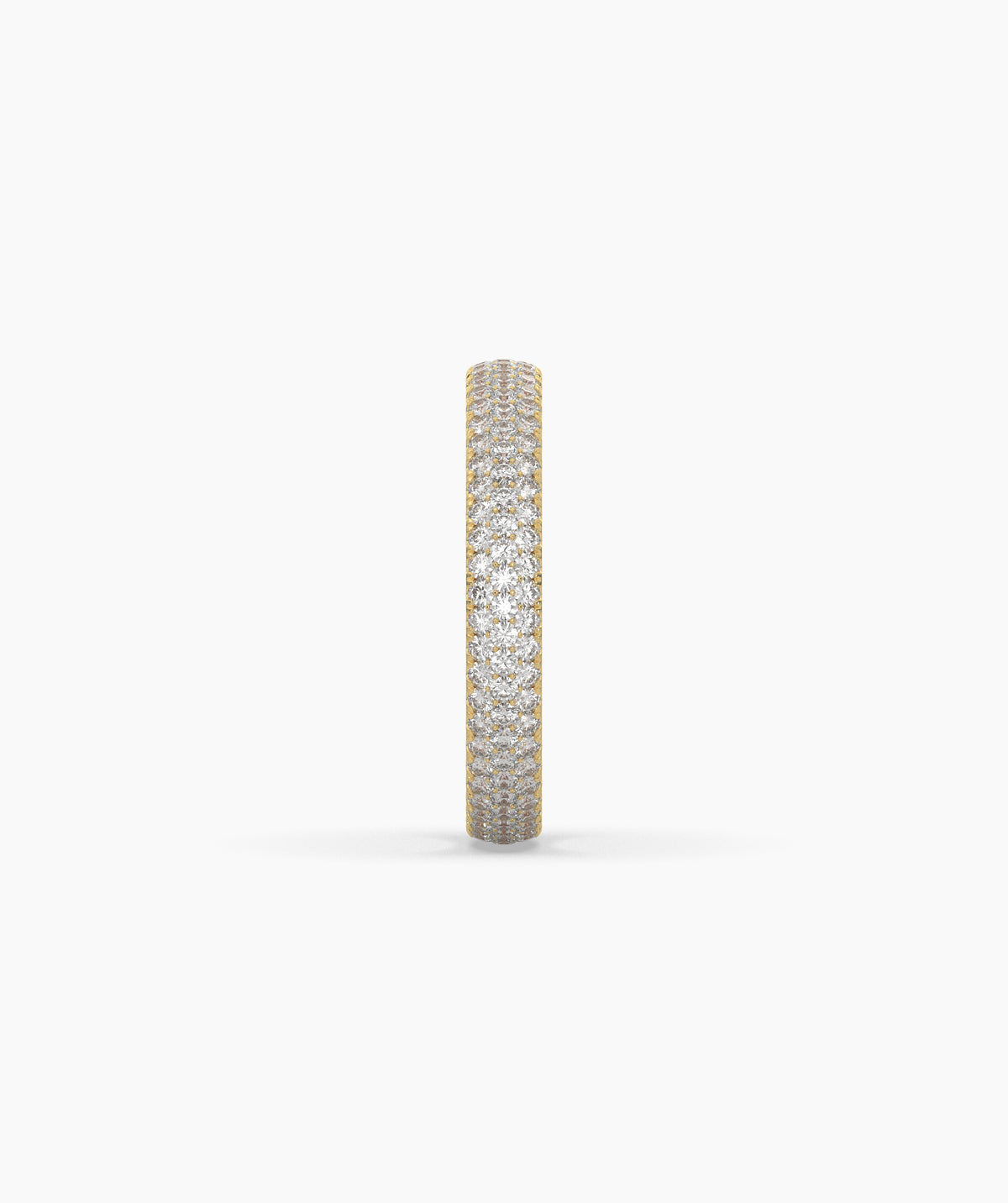 Celine round lab-grown diamond pavé eternity ring in 585 yellow gold, side profile view 