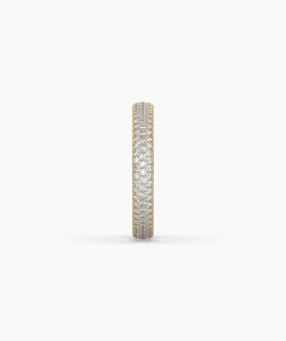 Celine round lab-grown diamond pavé eternity ring in 585 yellow gold, side profile view 