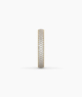 Celine round lab-grown diamond pavé eternity ring in 750 yellow gold, side profile view 