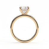 Cushion lab-grown diamond solitaire engagement ring in 18K (750) yellow gold, side profile 