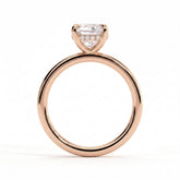 Cushion lab-grown diamond solitaire engagement ring in 18K (750) rose gold, detail view 