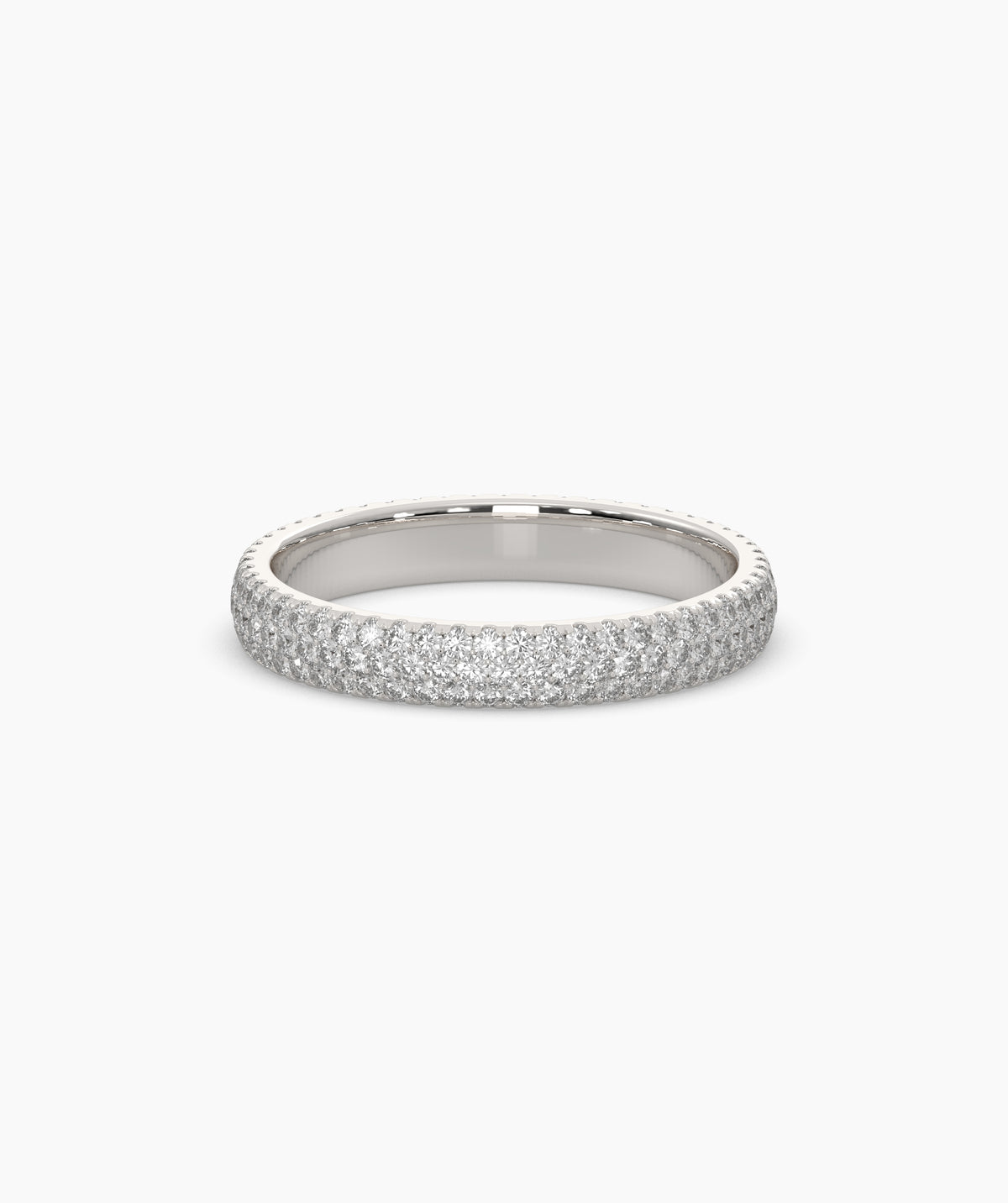 Celine round lab-grown diamond pavé eternity ring in 585 white gold, front view 