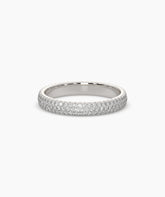 Celine round lab-grown diamond pavé eternity ring in 585 white gold, front view 
