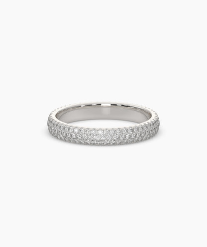 Celine round lab-grown diamond pavé eternity ring in 585 white gold, front view 