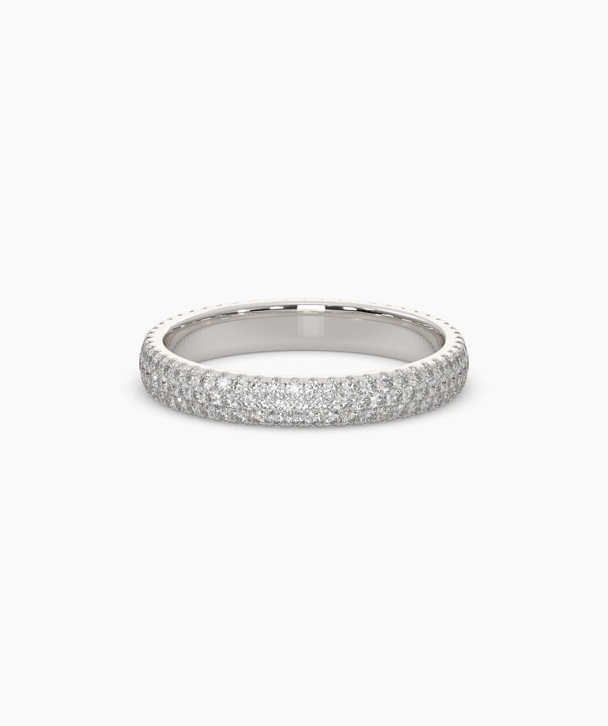 Celine round lab-grown diamond pavé eternity ring in 750 white gold, front view 