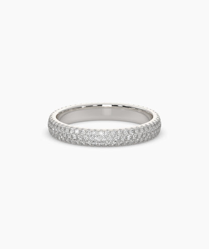 Celine round lab-grown diamond pavé eternity ring in 950 platinum, front view 