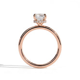 Elongated Cushion lab-grown diamond solitaire engagement ring in 14K (585) rose gold, side profile 