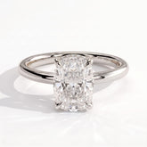 Elongated Cushion lab-grown diamond solitaire engagement ring in 950 platinum, front view 