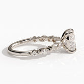 Elongated Cushion lab-grown diamond halo engagement ring in 950 platinum, side profile 