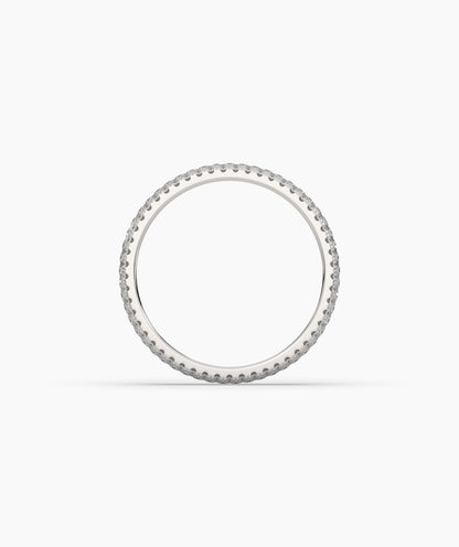 Celine round lab-grown diamond pavé eternity ring in 585 white gold, top view 