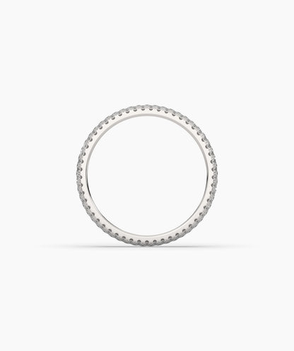 Celine round lab-grown diamond pavé eternity ring in 750 white gold, top view 