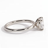 Elongated Cushion lab-grown diamond east-west solitaire engagement ring in 18K (750) white gold, detail view 