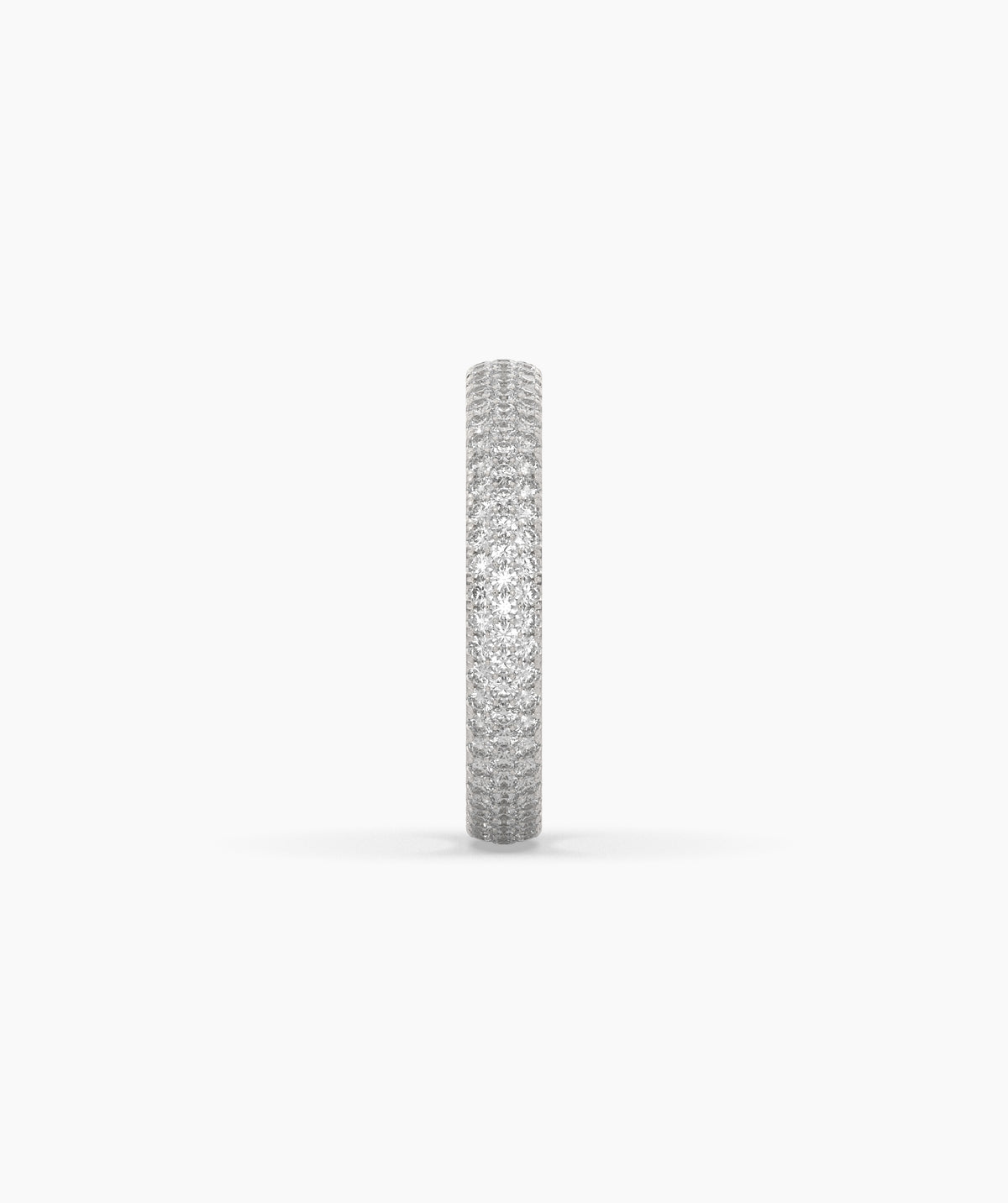 Celine round lab-grown diamond pavé eternity ring in 585 white gold, side profile view 