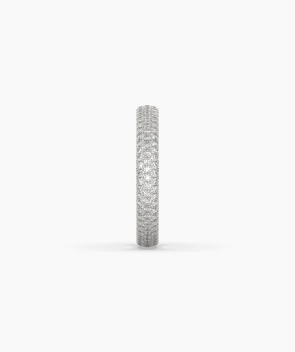 Celine round lab-grown diamond pavé eternity ring in 585 white gold, side profile view 