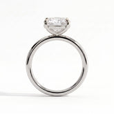 Elongated Cushion lab-grown diamond east-west solitaire engagement ring in 950 platinum, side profile 
