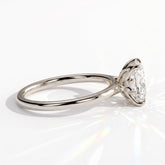 Elongated Cushion lab-grown diamond solitaire engagement ring in 18K (750) white gold, detail view 