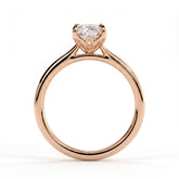 Elongated Cushion lab-grown diamond solitaire engagement ring in 18K (750) rose gold, side profile 