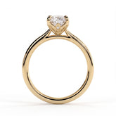 Elongated Cushion lab-grown diamond solitaire engagement ring in 18K (750) yellow gold, side profile 