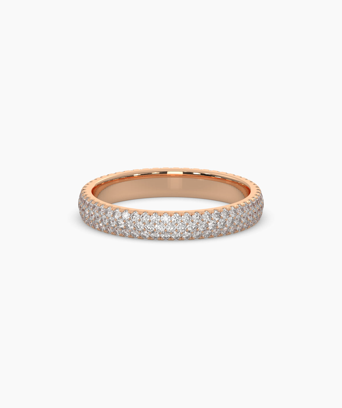 Celine round lab-grown diamond pavé eternity ring in 585 rose gold, front view 