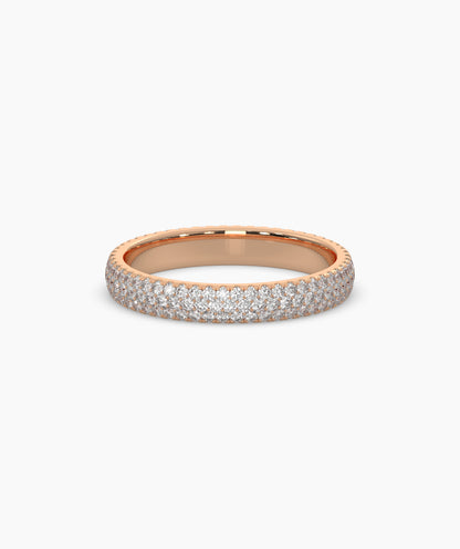 Celine round lab-grown diamond pavé eternity ring in 585 rose gold, front view 