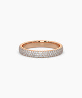 Celine round lab-grown diamond pavé eternity ring in 750 rose gold, front view 