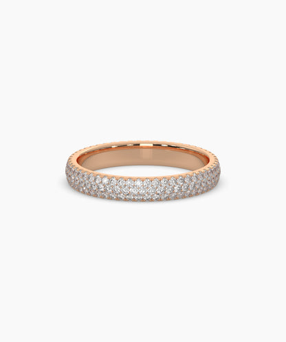Celine round lab-grown diamond pavé eternity ring in 750 rose gold, front view 