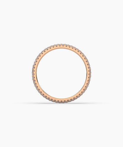 Celine round lab-grown diamond pavé eternity ring in 585 rose gold, top view 