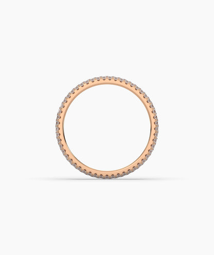Celine round lab-grown diamond pavé eternity ring in 750 rose gold, top view 