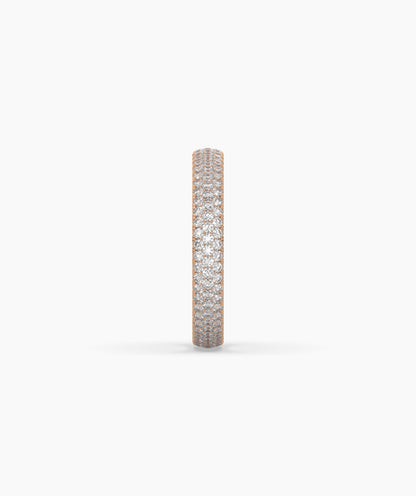 Celine round lab-grown diamond pavé eternity ring in 585 rose gold, side profile view 