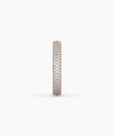 Celine round lab-grown diamond pavé eternity ring in 750 rose gold, side profile view 