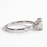 Elongated Cushion lab-grown diamond east-west solitaire engagement ring in 18K (750) white gold, detail view 