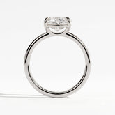 Elongated Cushion lab-grown diamond east-west solitaire engagement ring in 18K (750) white gold, side profile 