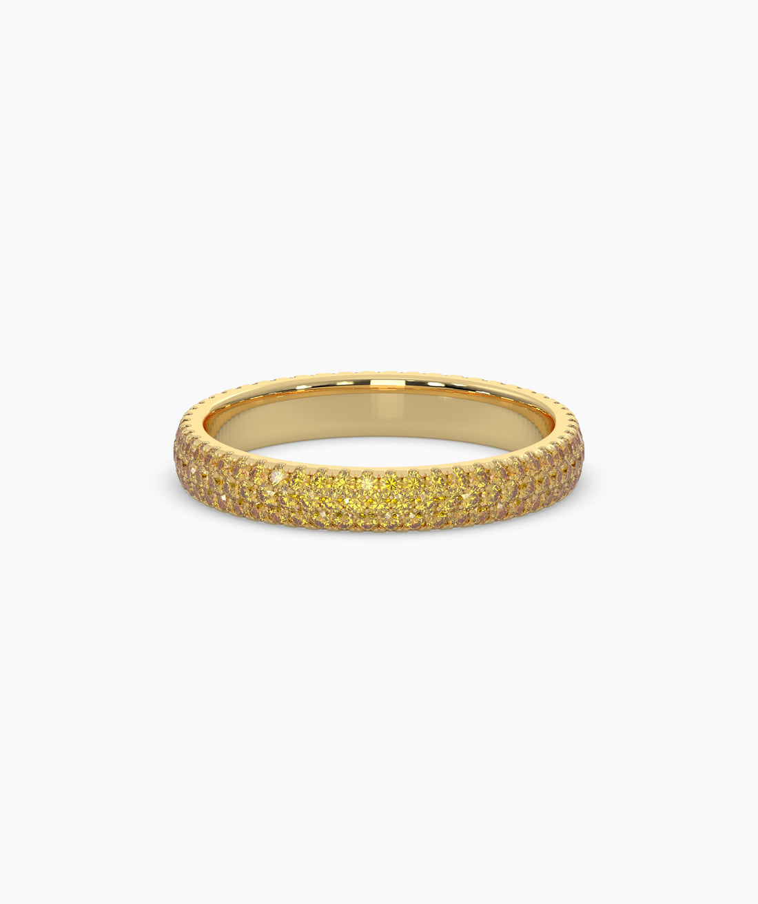 Ariane yellow gemstone pavé eternity ring in 585 yellow gold, front view 