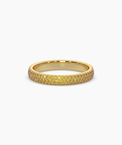 Ariane yellow gemstone pavé eternity ring in 585 yellow gold, front view 