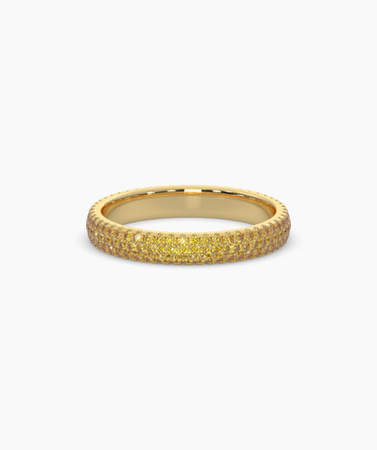 Ariane yellow gemstone pavé eternity ring in 750 yellow gold, front view 