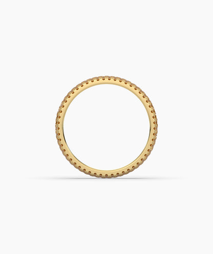 Ariane yellow gemstone pavé eternity ring in 750 yellow gold, top view 