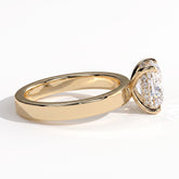 Elongated Cushion lab-grown diamond solitaire engagement ring in 18K (750) yellow gold, detail view 